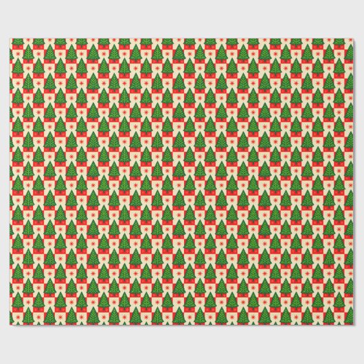 Papier Cadeau Red Checks with Trees Country (Plat)