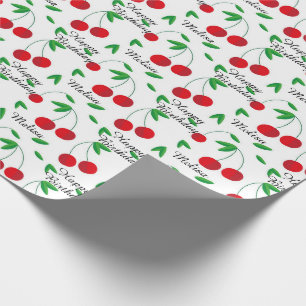 Papier Cadeau Red Cherries été Personnaliser le nom Anniversaire