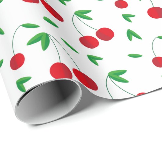Papier Cadeau Red Cherries Summer Toutes les occasions (Coin rond)
