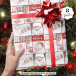 Papier Cadeau Red Christmas 8 Photo Collage personnalisé<br><div class="desc">Créez votre propre salutation personnalisée et le choix de couleur collage photo reprenant papier d'emballage nouveauté de Noël avec ce modèle de collage photo facile à télécharger avec 8 images de différentes formes et tailles, horizontales et verticales, pour accueillir une grande variété de sujets photo, le message d'accueil modifiable MERRY...</div>