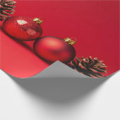 Papier Cadeau Red Christmas Balls and Pinecones (Coin)
