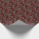 Papier Cadeau Red Christmas Foliage Pattern (Coin)
