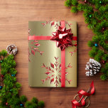 Papier Cadeau Red Christmas Stars on Gold<br><div class="desc">An elegant Christmas wrapping paper with a pattern of red stars (or snowflakes) scattered over a golden background to add a festive and sophisticated touch to your Christmas gifts this year.</div>