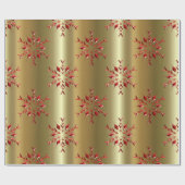 Papier Cadeau Red Christmas Stars on Gold (Plat)