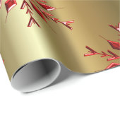 Papier Cadeau Red Christmas Stars on Gold (Coin rond)