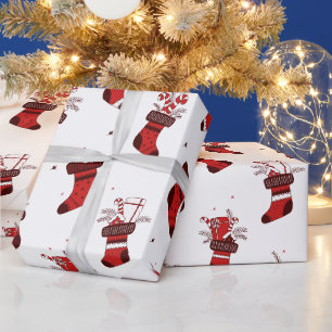 Papier Cadeau Red Christmas Stockings Festival