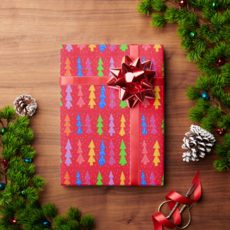 Papier Cadeau Red Christmas Tree Pop Art  