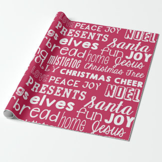 Papier Cadeau Red Christmas Words Holiday Wrapper Papier