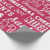 Papier Cadeau Red Christmas Words Holiday Wrapper Papier (Coin)