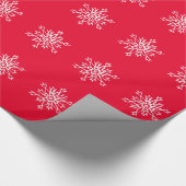 Papier Cadeau Red Chritsmas White Snowflakes Matte Wrapper Pape (Coin)