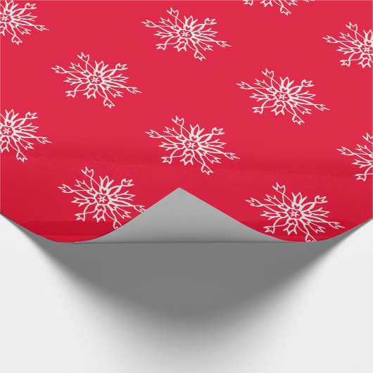 Papier Cadeau Red Chritsmas White Snowflakes Matte Wrapper Pape (Coin)