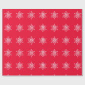 Papier Cadeau Red Chritsmas White Snowflakes Matte Wrapper Pape (Plat)