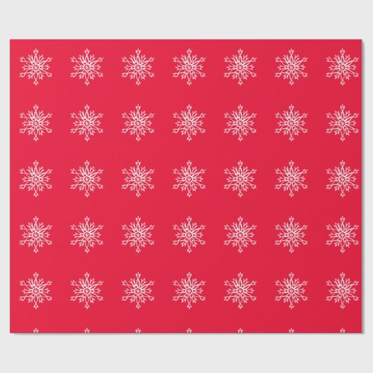 Papier Cadeau Red Chritsmas White Snowflakes Matte Wrapper Pape (Plat)