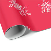 Papier Cadeau Red Chritsmas White Snowflakes Matte Wrapper Pape (Coin rond)