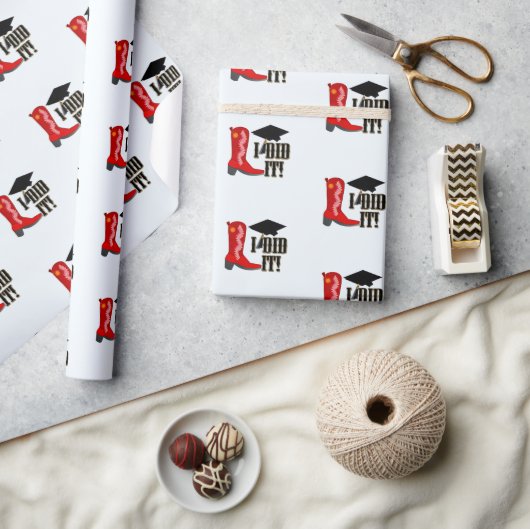 Papier Cadeau Red Cowboy Boot Grad Casquette et diplôme (Artisanat)