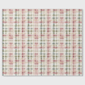 Papier Cadeau Red Cream Plaid Stripes Birthday (Plat)