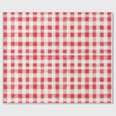 Papier Cadeau Red Cream Plaid Stripes Birthday (Plat)