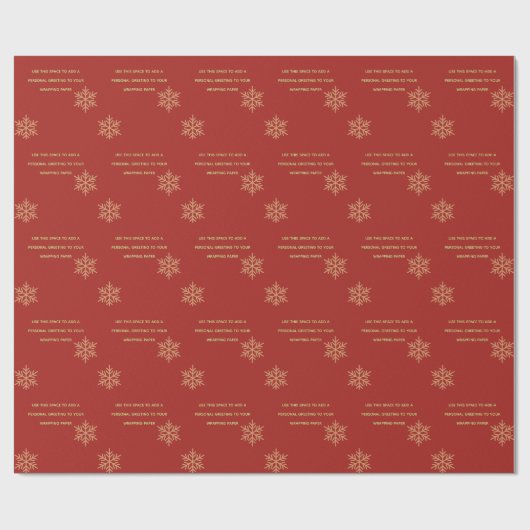 Papier Cadeau Red Custom Ajouter un message Snowflake Wrapper Pa (Plat)