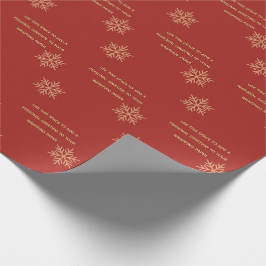 Papier Cadeau Red Custom Ajouter un message Snowflake Wrapper Pa (Coin)