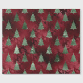Papier Cadeau Red Damask Green Metallic Noël (Plat)
