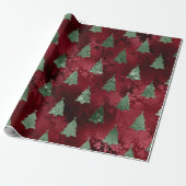 Papier Cadeau Red Damask Green Metallic Noël (Déroulé)