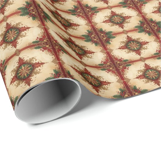 Papier Cadeau Red Decorative Holiday Wrapping Paper (Coin rond)