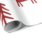 Papier Cadeau Red Deer en forêt Illustration Noël blanc (Coin rond)