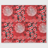 Papier Cadeau Red Disco Party Thème avec étoiles et Parties scin (Plat)