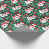 Papier Cadeau Red et Green Preppy Christmas Snowman (Coin)