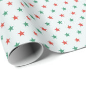 Papier Cadeau Red et Green Stars Light Green Noël (Coin rond)