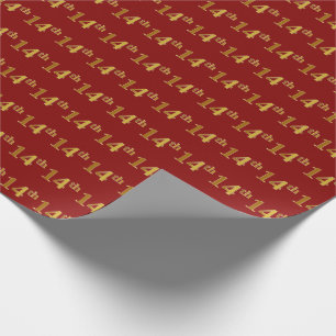 Papier Cadeau Red, Faux Gold 14e (quatorzième) événement