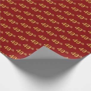 Papier Cadeau Red, Faux Gold 40e (quarantième)
