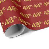 Papier Cadeau Red, Faux Gold 48e (Quarante-Huitième) (Coin rond)