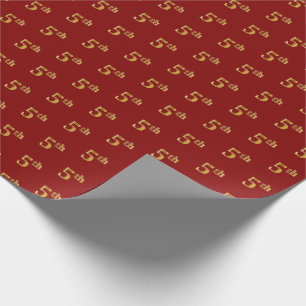 Papier Cadeau Red, Faux Gold 5e (cinquième) Event Wrapper Paper