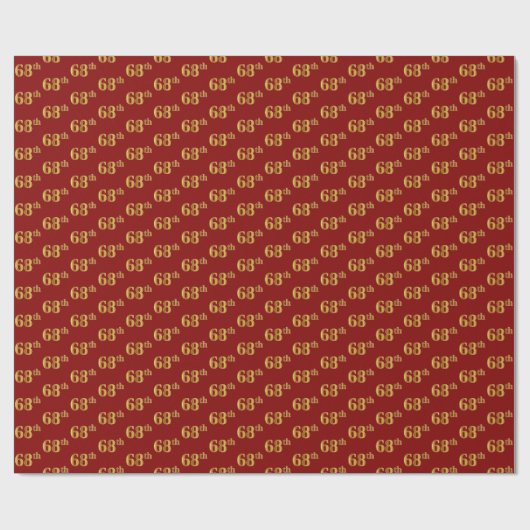 Papier Cadeau Red, Faux Gold 68e (Soixante-huitième) (Plat)