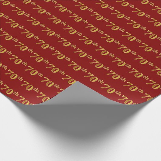 Papier Cadeau Red, Faux Gold 70th (Seveneth) (Coin)