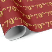 Papier Cadeau Red, Faux Gold 70th (Seveneth) (Coin rond)