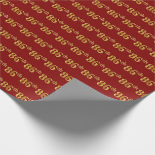 Papier Cadeau Red, Faux Gold 86e (Quatre-vingt-sixième)