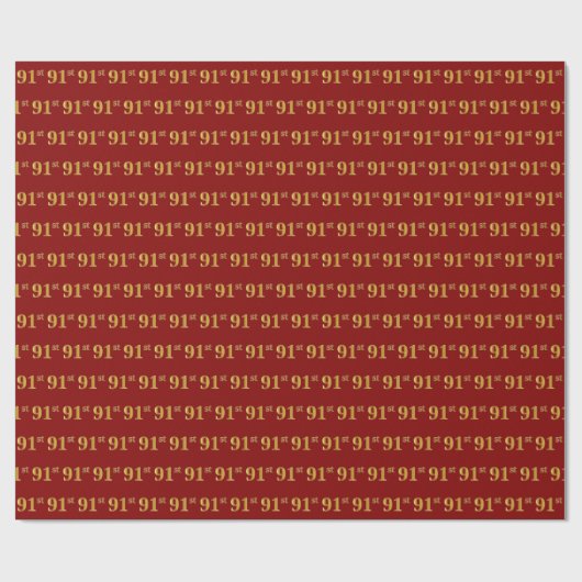 Papier Cadeau Red, Faux Gold 91st (Quatre-vingt-onze) (Plat)