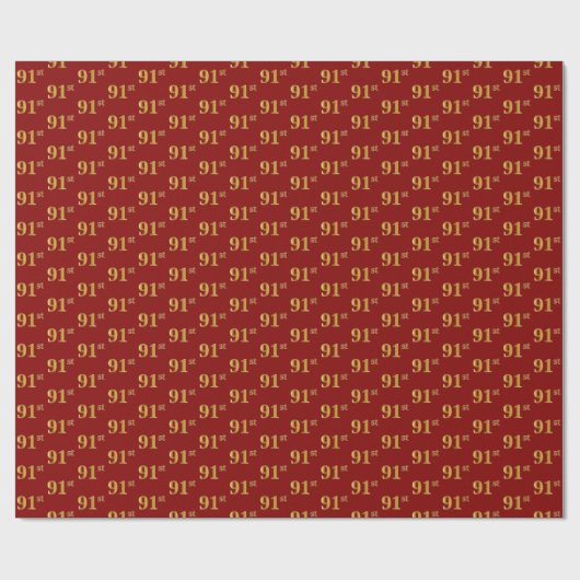 Papier Cadeau Red, Faux Gold 91st (Quatre-vingt-onze) (Plat)