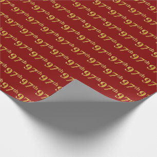 Papier Cadeau Red, Faux Gold 97th (Quatre-vingt-dix-septième) Ev