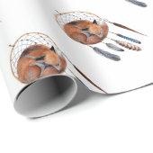Papier Cadeau Red Fox dormant sur Dreamcatcher (Coin rond)