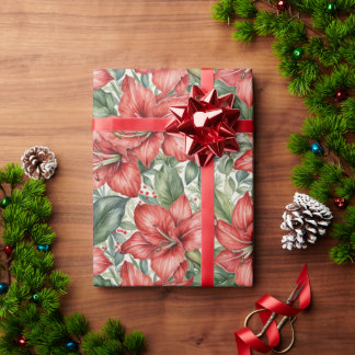 Papier Cadeau Red Giant Amaryllis Holiday