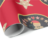 Papier Cadeau Red Gingerbread Cookie Chalkboard Cute Nom personn (Coin rond)