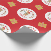 Papier Cadeau Red Gingerbread Cookie Script Personnalisé Nom Cut (Coin)