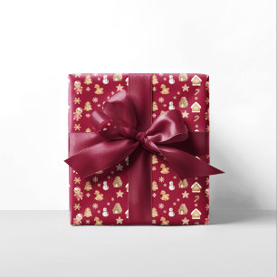 Papier Cadeau Red Gingerbread Man Festive Noël Holiday