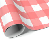 Papier Cadeau Red Gingham Check Pattern (Coin rond)