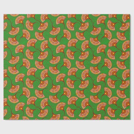 Papier Cadeau Red Gold And Green Ankara Fan Print Wrappin (Plat)