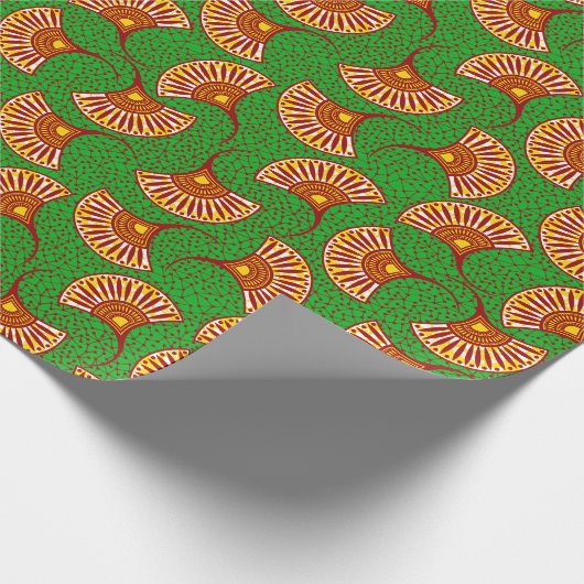 Papier Cadeau Red Gold And Green Ankara Fan Print Wrappin (Coin)