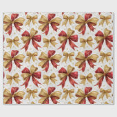 Papier Cadeau Red Gold Bows Christmas (Plat)